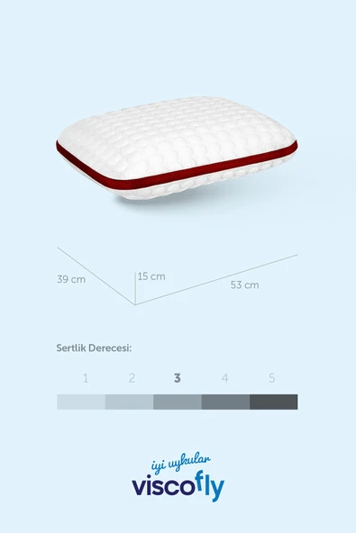Viscofly Visco Collagen Ortopedik Yastık - 53 cm x 39 cm x 13 cm - Bordo - Resim 7