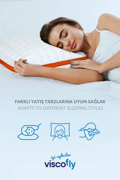 Viscofly Visco Collagen Ortopedik Yastık - 53 cm x 39 cm x 13 cm - Neon Turuncu - Resim 5