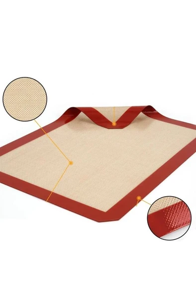 30x40 cm Silikon Fırın Pişirme Silpatı Kendinden Yağlı Yapışmaz Hamur Açma Matı Yanmaz Tepsi Kağıdı - 4
