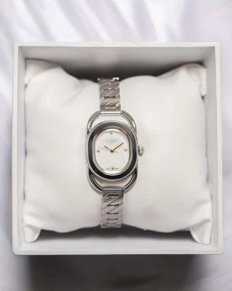 Lee Cooper LC08056 Oval Kasa Kelepçe Kordon Detaylı 3 ATM Su Geçirmez 3 Renk Klasik Kadın Saati - Resim 4