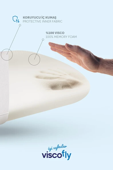 Viscofly Visco Collagen Ortopedik Yastık - 53 cm x 39 cm x 13 cm - Mavi - Resim 3