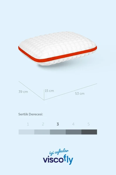 Viscofly Visco Collagen Ortopedik Yastık - 53 cm x 39 cm x 13 cm - Neon Turuncu - Resim 7
