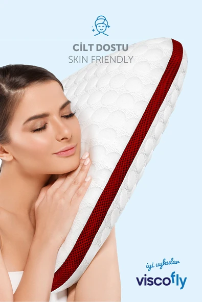 Viscofly Visco Collagen Ortopedik Yastık - 53 cm x 39 cm x 13 cm - Bordo - Resim 4