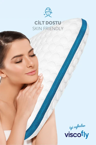 Viscofly Visco Collagen Ortopedik Yastık - 53 cm x 39 cm x 13 cm - Mavi - Resim 4