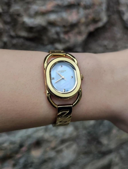 Lee Cooper LC08056 Oval Kasa Kelepçe Kordon Detaylı 3 ATM Su Geçirmez 3 Renk Klasik Kadın Saati - Resim 9