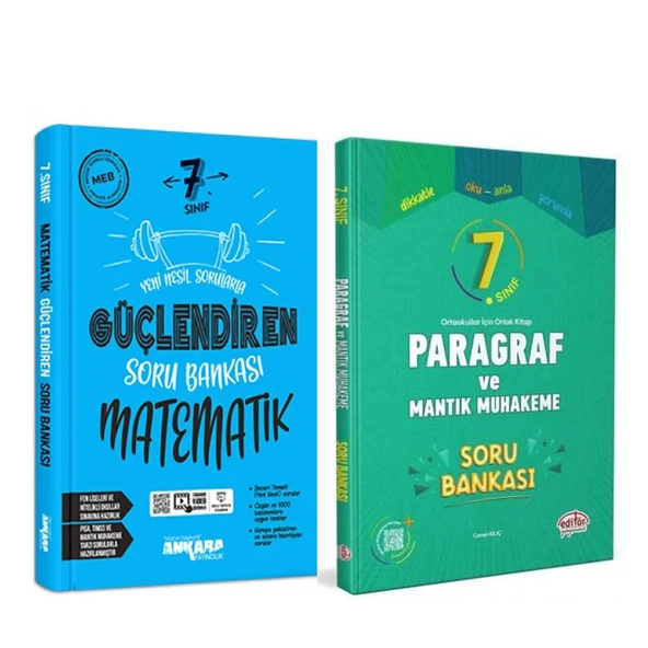 Ankara Yayıncılık 7.Sınıf Matematik Soru Bankası ve Editör Yayınları Paragraf Soru Bankası Seti 2 Kitap
