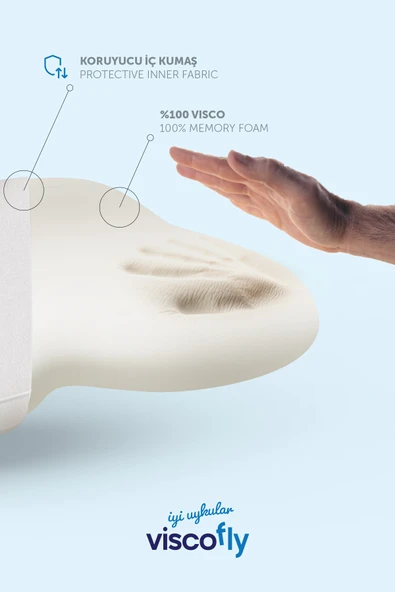 Viscofly Visco Horlama Azaltıcı Ortopedik Yastık - 50 cm x 40 cm x 12 cm - Resim 3
