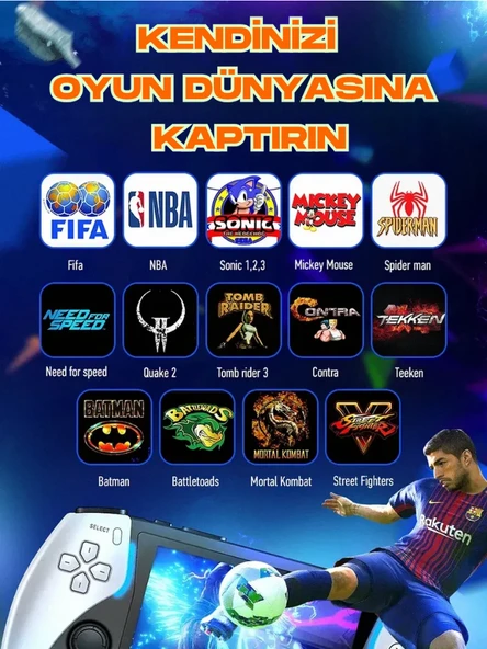 Ekranlı Atari Oyun Konsolu – 2000 Retro Oyun, TV Bağlantılı, Film İzleme ve Kitap Okuma Özellikli - 2