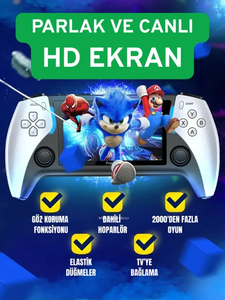 Ekranlı Atari Oyun Konsolu – 2000 Retro Oyun, TV Bağlantılı, Film İzleme ve Kitap Okuma Özellikli - 3