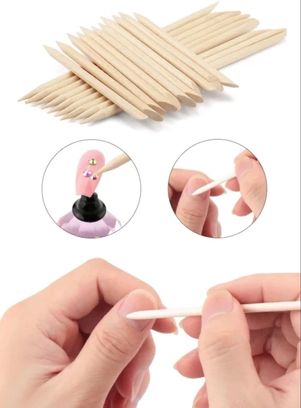 Tırnak Eti İtici Ahşap Portakal Çubuğu (25 Adet) - Bialife - 2