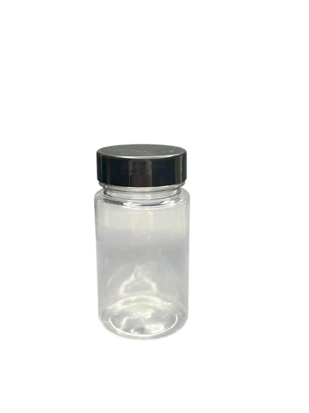 150ml şeffaf  tablet şişesi siyah kapak, 12 adet, tablet şişesi, ecza şişesi, kozmetik şişe