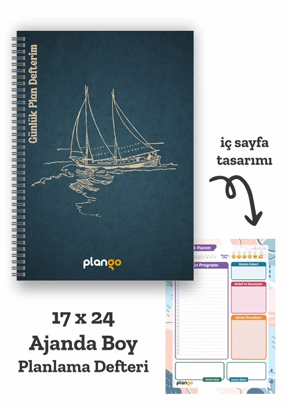Gemi Spiralli Günlük Planlama Defteri - 100 Sayfa - 17x24 Planlayıcı Defter ürün görseli 1