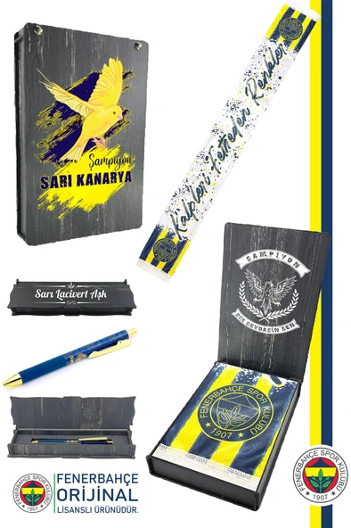 Fenerbahçe Orijinal Lisanslı Kalpleri Fetheden Renkler Fenerbahçe Şal Atkı ve Hybrt Tükenmez Kalem
