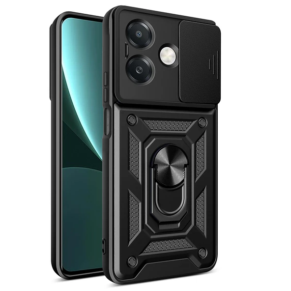 Oppo A3 Kılıf Magnetik Standlı Kamera Korumalı Zore Sürgülü Vega Kapak