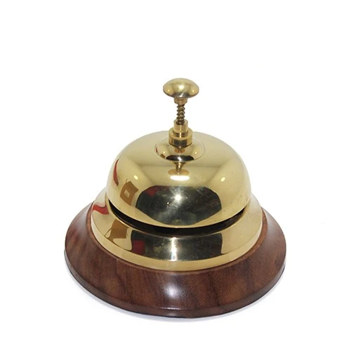 Altı Ahşap Üstü Pirinç Masa Üstü Resepsiyon Çanı ürün görseli