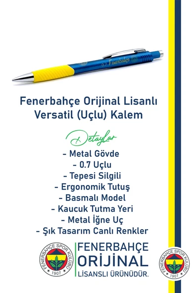 Fenerbahçe Orijinal Lisanslı Since 1907 Şal Atkı Bileklik ve Premium Uçlu Kalem Set Ahşap Kutulu - Resim 6