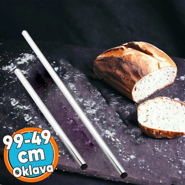 Metal Alüminyum Oklava 2'li Set 99-49 cm Börek Hamur Yufka Açma Silindir Yuvarlak Uzun Kısa Mutfak