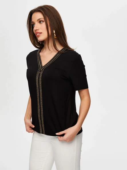 Faik Sönmez Minimalist V Yaka Oversize Tişört - Kısa Kol - 3