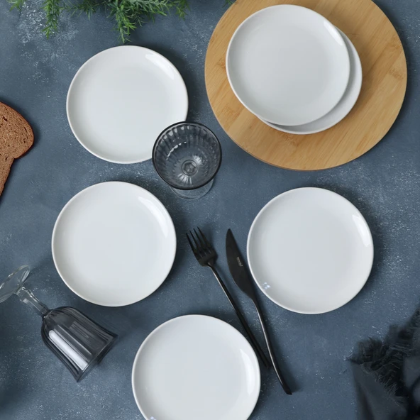 Keramika Beyaz Delta Pasta Tabağı 17 Cm 6 Adet 004