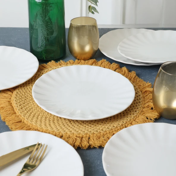 Keramika Beyaz Sirius Pasta Tabağı 22 Cm 6 Adet 004 - 4