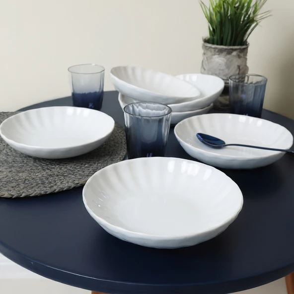 Keramika Beyaz Sirius Yemek  Tabağı 20 Cm 6 Adet 004 - Resim 3