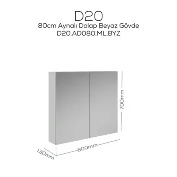 Creavit D20 Aynalı Dolap Beyaz - 1