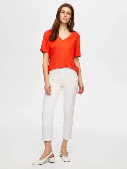 Faik Sönmez Oversize V Yaka Kadın T-Shirt - Rahat ve Şık - Resim 8