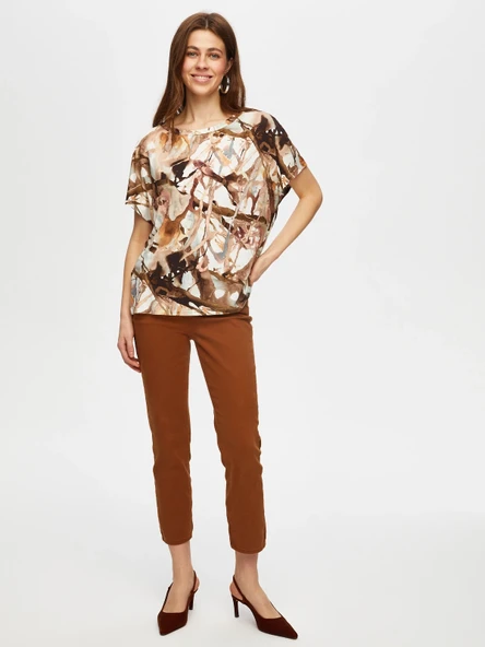 Faik Sönmez Oversize Minimalist Kadın T-Shirt - Kısa Kol Günlük - 2