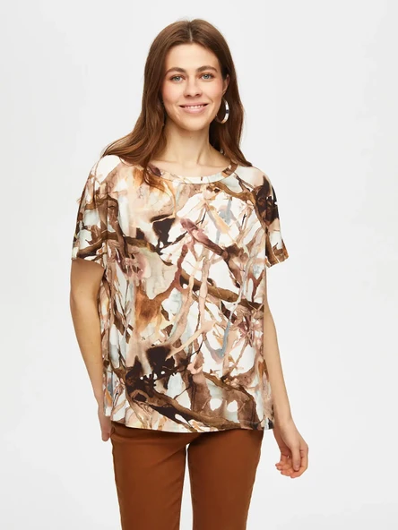 Faik Sönmez Oversize Minimalist Kadın T-Shirt - Kısa Kol Günlük