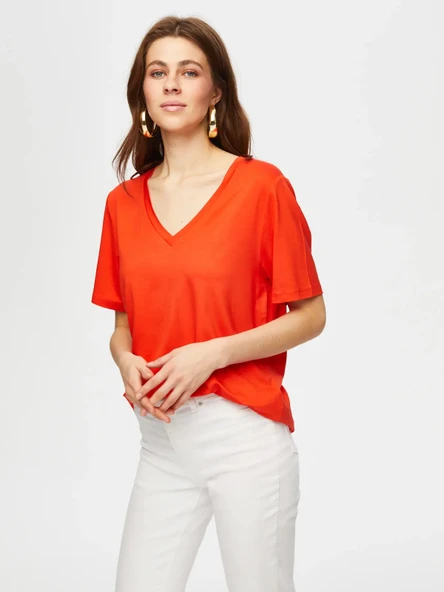 Faik Sönmez Oversize V Yaka Kadın T-Shirt - Rahat ve Şık - Resim 7