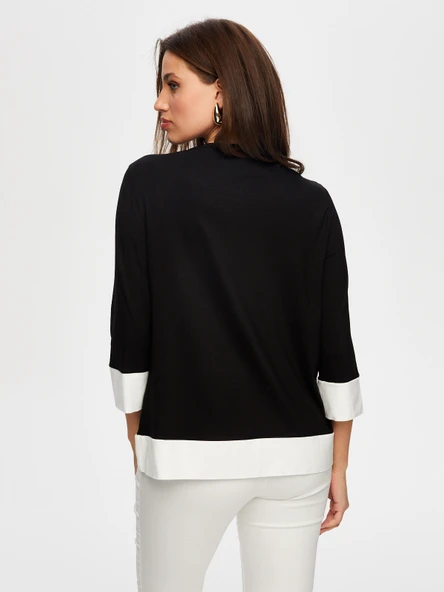 Faik Sönmez Minimalist V Yaka 3/4 Kol Kadın T-Shirt - Günlük & İş - 8