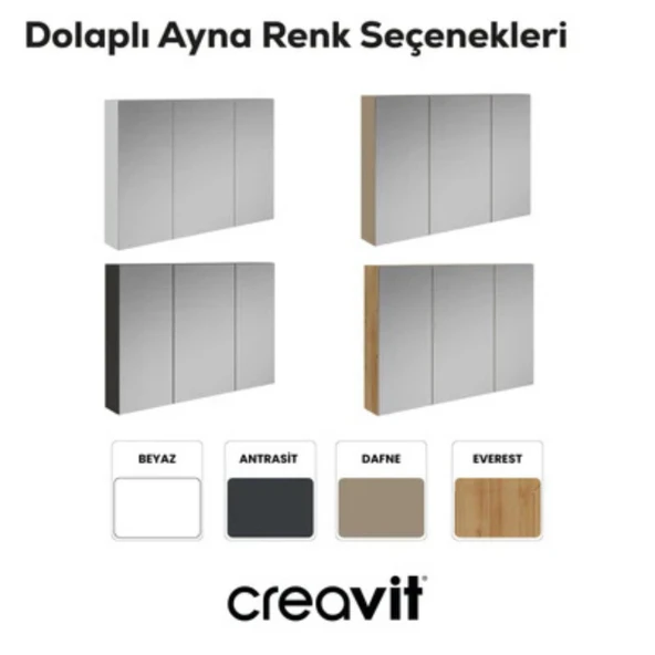 Creavit D20 Aynalı Dolap Beyaz - 3