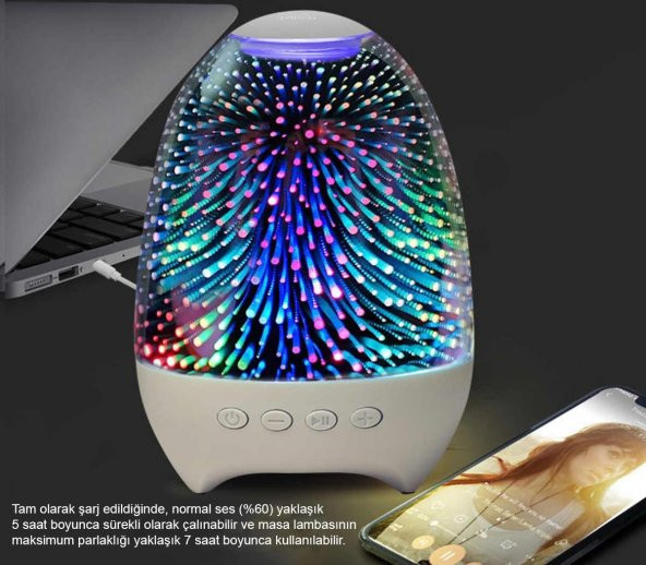 Mobitell Renkli Dokunmatik Gece Lambası ve Bluetooth Hoparlör - 2