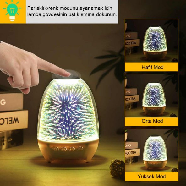 Mobitell Renkli Dokunmatik Gece Lambası ve Bluetooth Hoparlör - 3