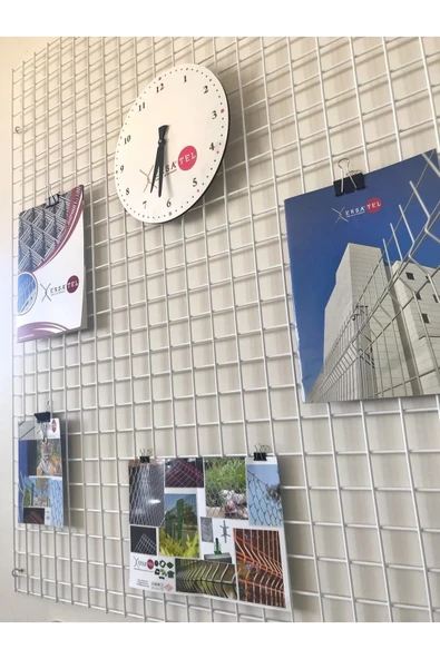 Fotoğraf Askısı Tel Askılık Metal Pano Duvar Askılığı Notluk 100x120 Beyaz - 3