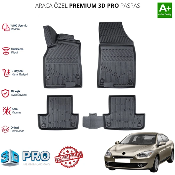 FLUENCE ARACA ÖZEL 3D PASPAS 2009 2010 2011 2012 2013 2014 2015 2016 ürün görseli 1