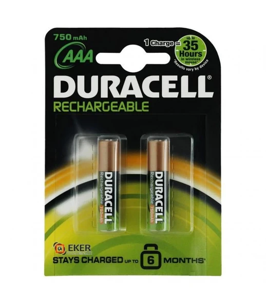 Duracell Şarjedilebilir İnce Kalem Pil 2&apos;li AAA 750 mAh