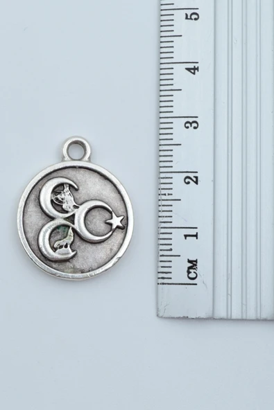3 Hilal - Ay Yıldız - Kurt- Tuğra  Gümüş Kaplama Düz Zincir Kolye - Resim 3