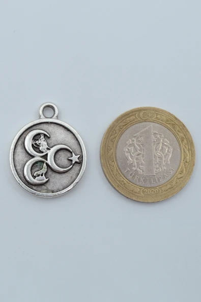 3 Hilal - Ay Yıldız - Kurt- Tuğra  Gümüş Kaplama Düz Zincir Kolye - Resim 4