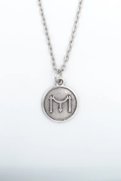 Kayı Boyu İyi Madalyon Gümüş Kaplama Düz Zincir Kolye ürün görseli 1