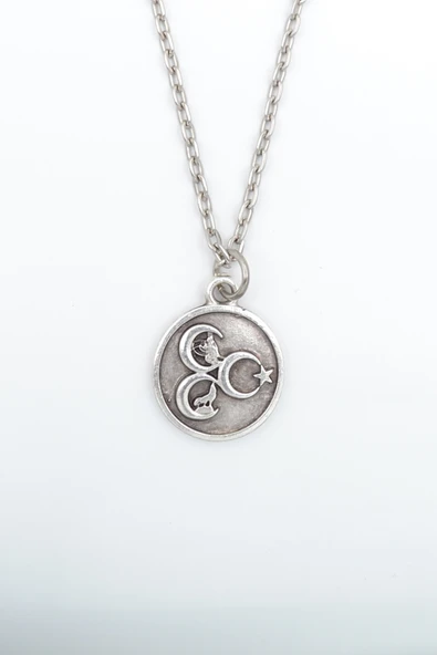 3 Hilal - Ay Yıldız - Kurt- Tuğra  Gümüş Kaplama Düz Zincir Kolye ürün görseli 1