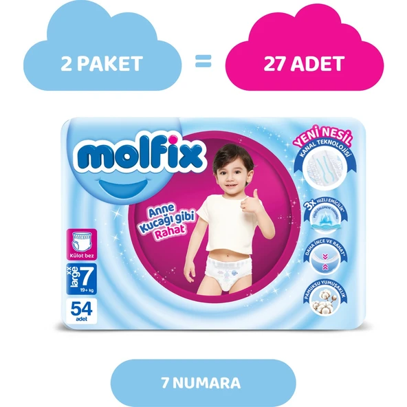 Molfix Pants Bebek Bezi 7 Beden XXL Aylık AvantajPaketi 54 Adet - 2