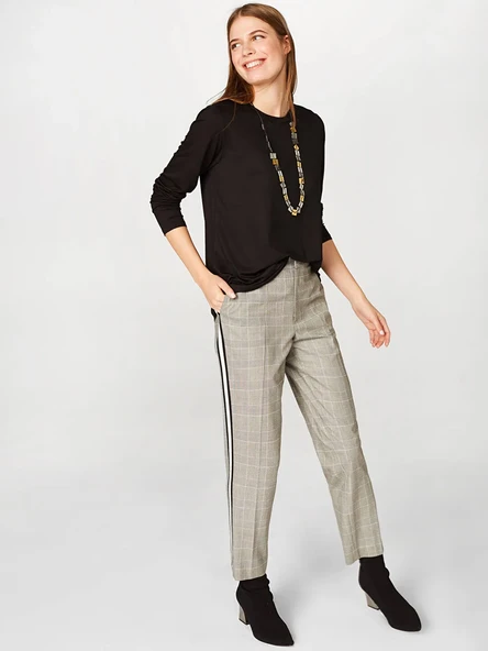 Faik Sönmez Minimalist Oversize Uzun Kol Kadın T-Shirt - Günlük Şıklık - 5