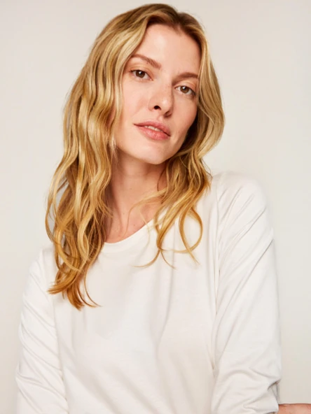 Faik Sönmez Minimalist Oversize Uzun Kol Kadın T-Shirt - Günlük Şıklık - 10