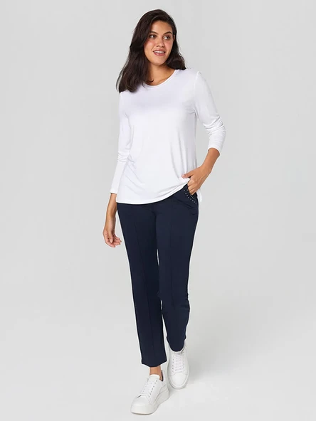 Faik Sönmez Minimalist Oversize Uzun Kol Kadın T-Shirt - Günlük Şıklık - 12