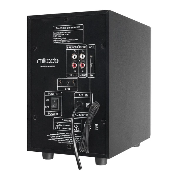 Mikado MD-95BT 2+1 20W Siyah Multimedya FM/BT/SD/USB Speaker Hoparlör - 4