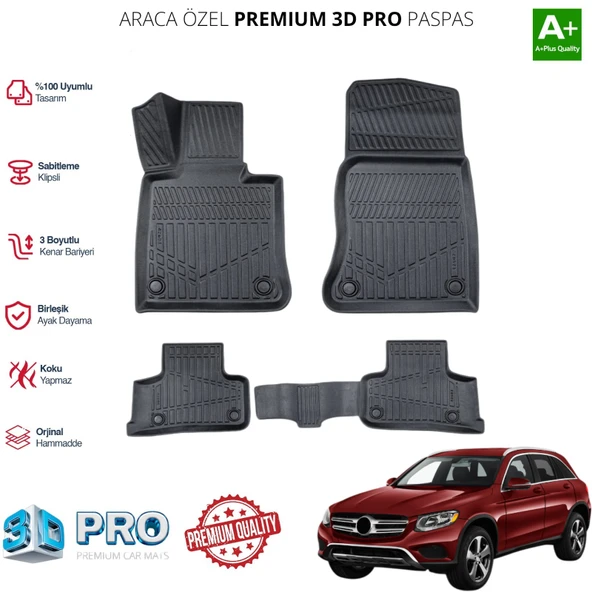 MERCEDES GLC ARACA ÖZEL 3D PASPAS 2015 2016 2017 2018 2019 2020 2021 2022 2023