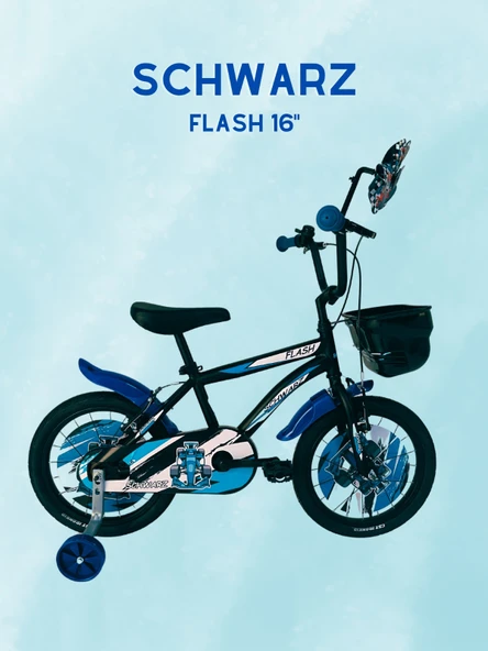 SCHWARZ BİSİKLET FLASH 16 JANT MAT SİYAH/MAVİ