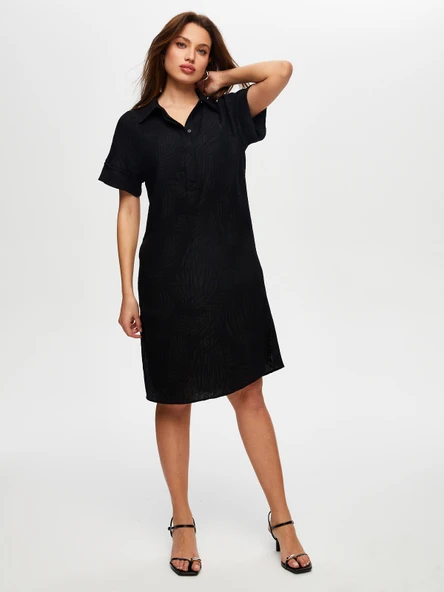 Faik Sönmez Minimalist Keten Midi Elbise - Günlük & Şık - 7