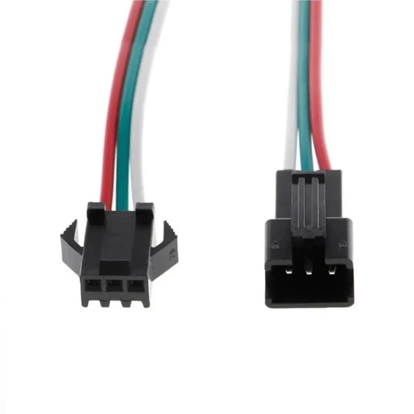 2 adet 3 Pin JST SM 10cm Kablo Erkek Dişi Çifti Bağlantı Soketi LED Konnektör Şerit LED RGB - 7